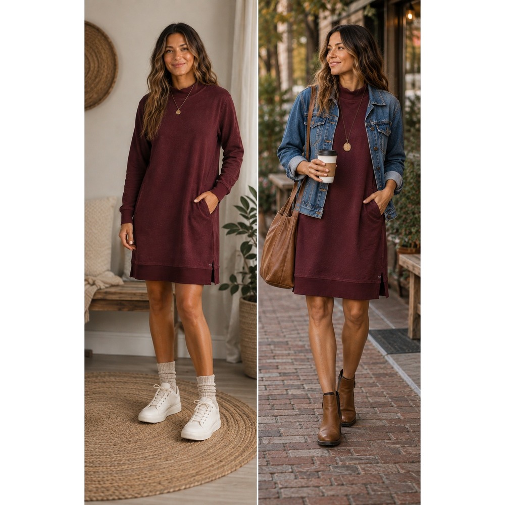 Toad & Co Granola Girl Sweatshirt Dress Hemp Organic Cotton Small Slow Fashion